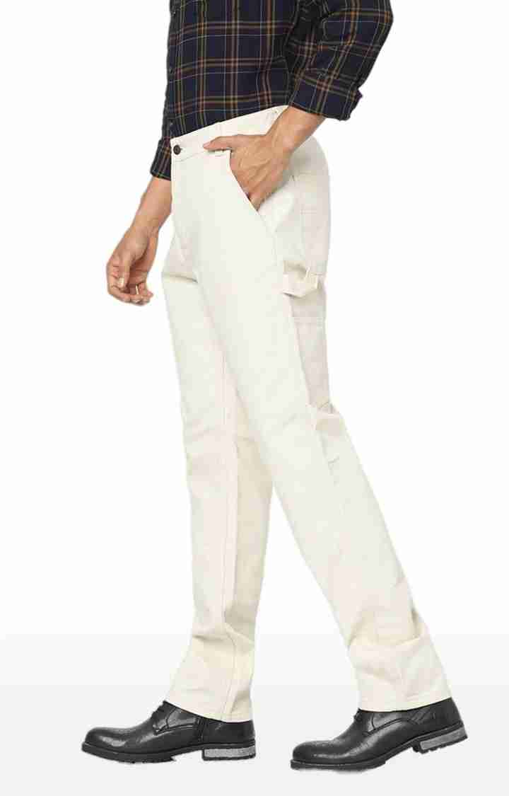 Cream Regular Fit Trousers