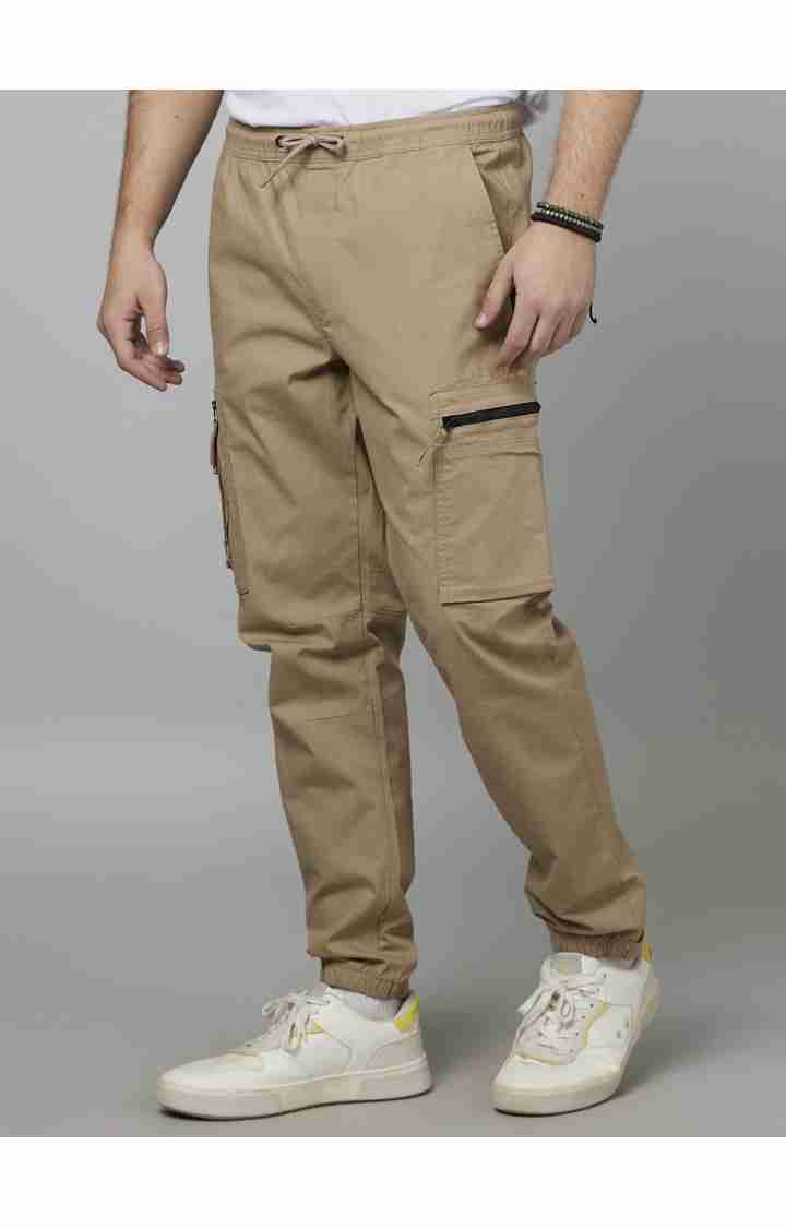 Beige Regular Fit Cargos