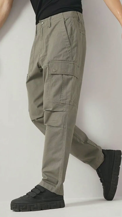 Celio* Cotton Straight Fit Olive Trouser