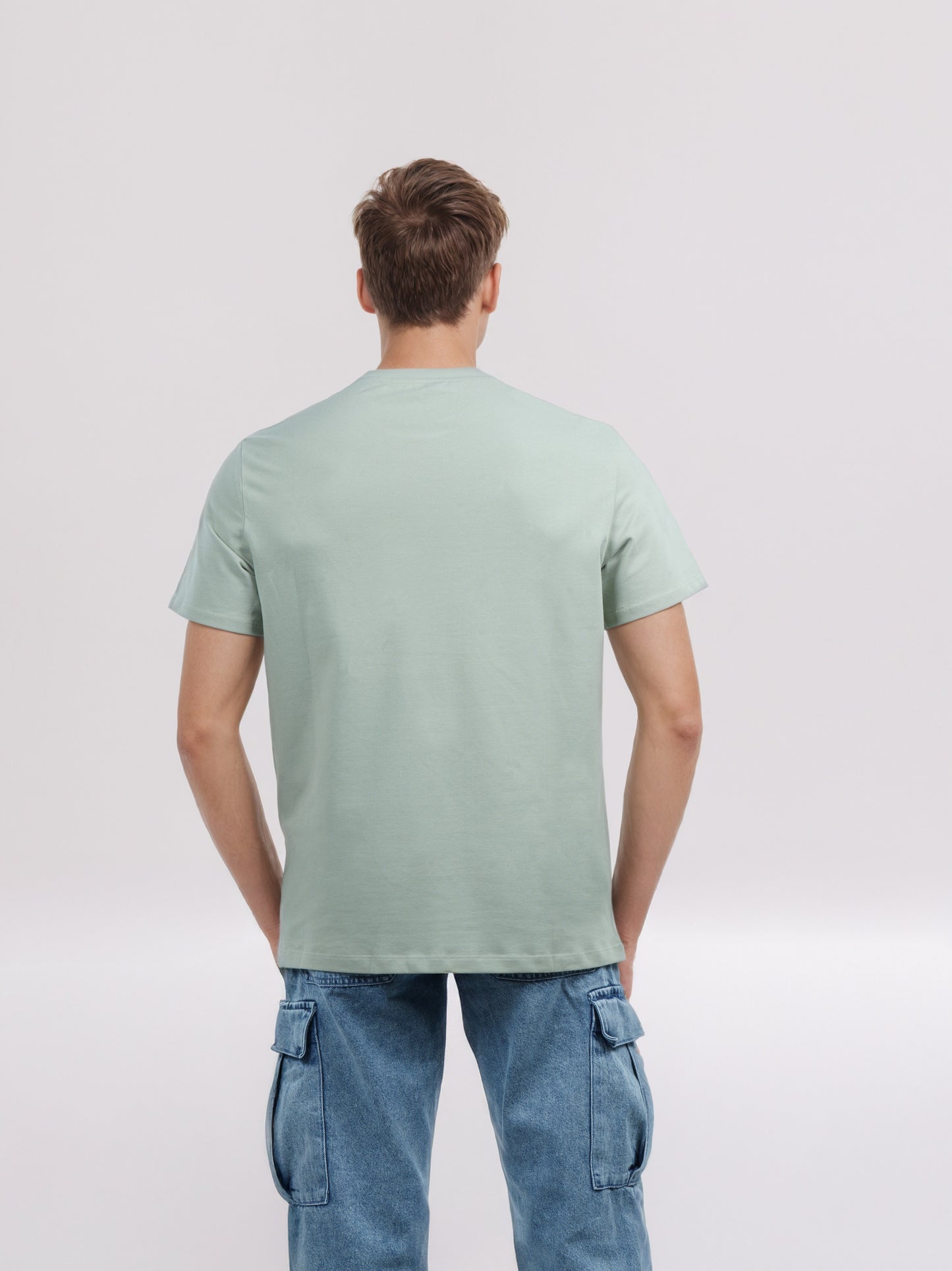 Celio* Men Green Solid Regular Fit Cotton T-Shirt