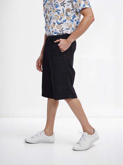 Celio* Cotton Regular Fit Black Bermuda