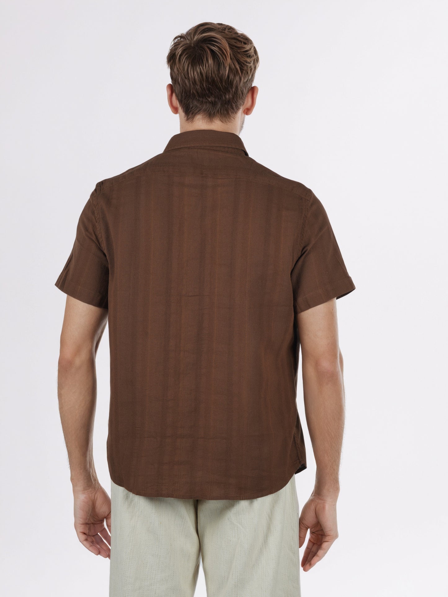 Celio* Men Brown Solid Regular Fit Cotton Shirts