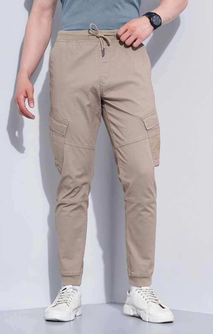 Beige Regular Fit Cargos