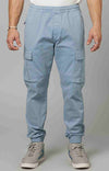 Celio* Cotton-Blend Regular Fit Light Blue Trouser