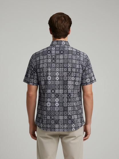 Celio* Men Grey Printed Regular Fit Polyester Shirts