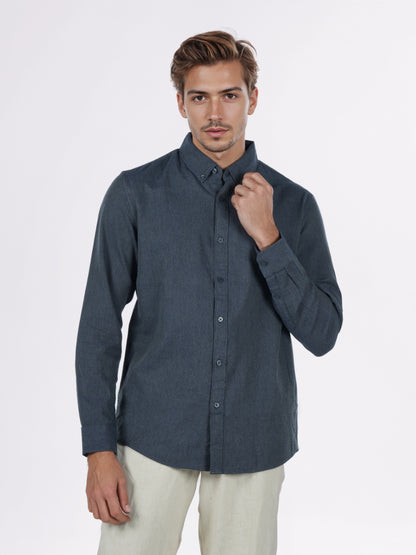 Celio* Men Grey Solid Regular Fit Cotton Shirts
