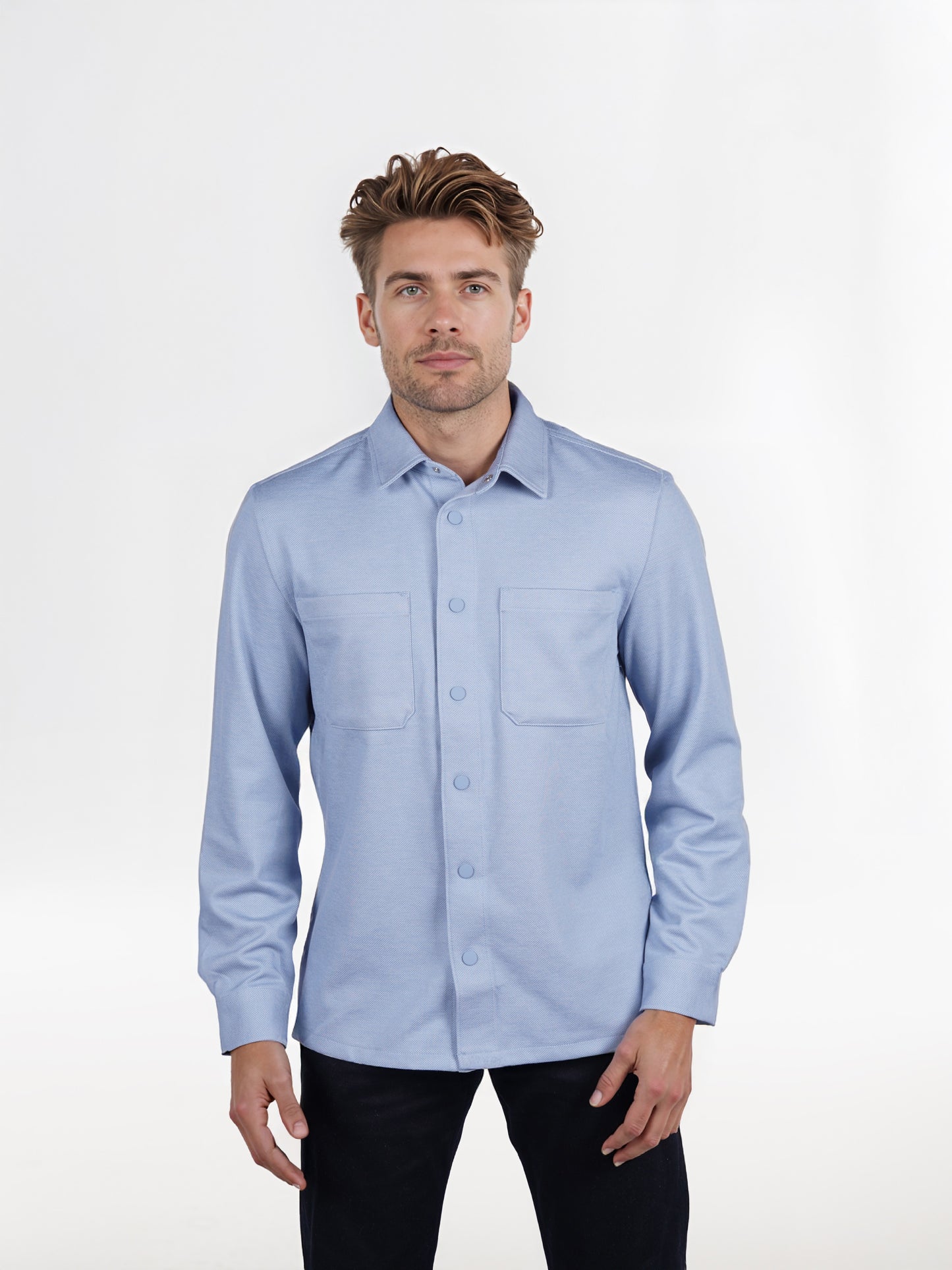 Celio* Solid Oversized Polyester Blue Shirt