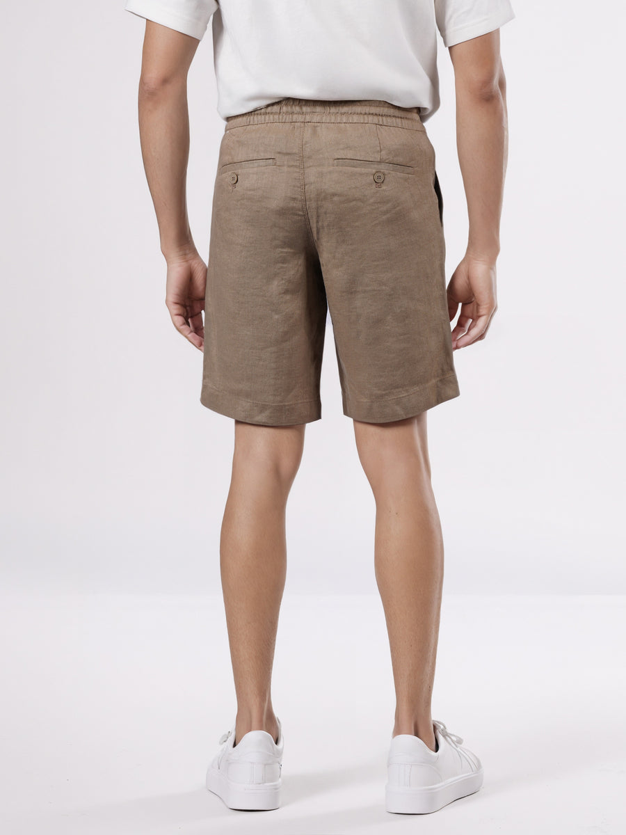 Celio* Men Brown Solid Bermuda Fit Linen Shorts