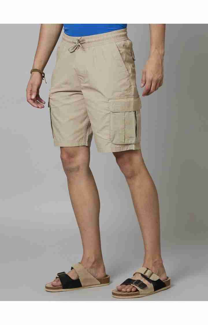 Beige Regular Fit Shorts