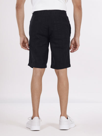 Celio* Men Black Solid Straight Fit Cotton Shorts