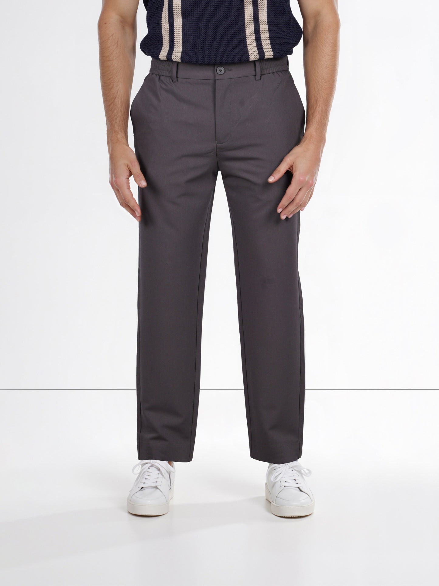 Celio* Rayon-Blend Regular Fit Grey Trousers