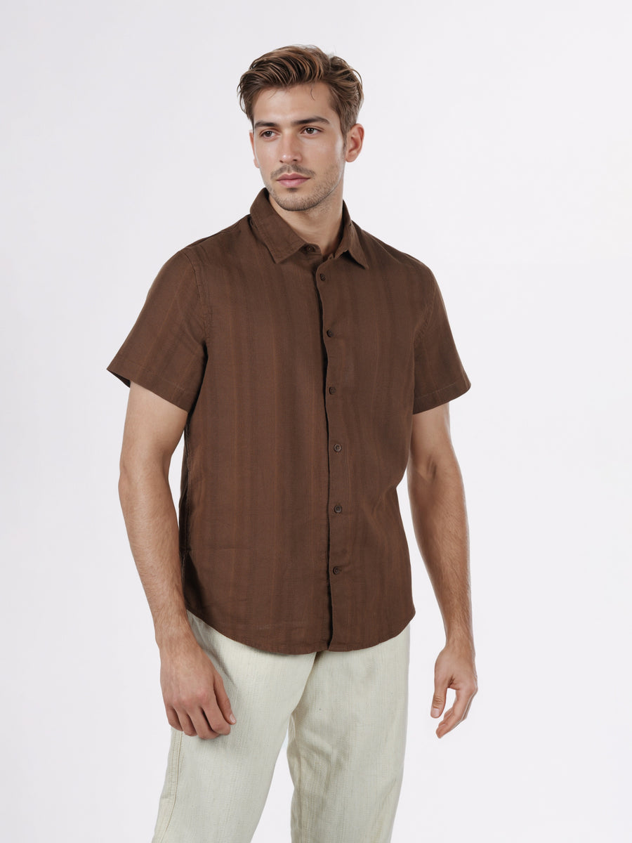 Celio* Regular Fit Cotton Brown Solid Men Shirts