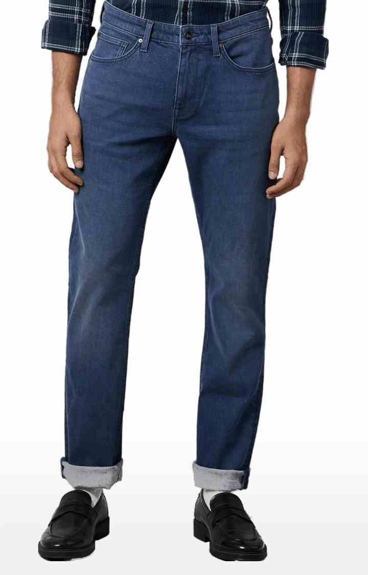 Navy Blue Straight Slim Fit Jeans