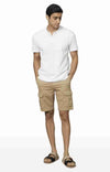 Celio* Cotton-Blend Regular Fit Khaki Shorts