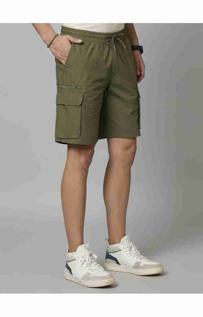 Olive Regular Fit Shorts