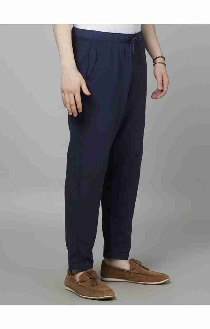 Navy Blue Slim Fit Trousers