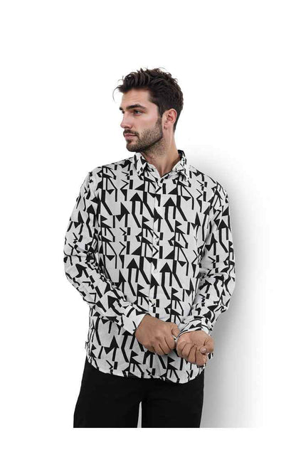 Celio* Printed Regular Fit Linen White Shirt