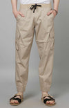 Celio* Cotton-Blend Regular Fit Beige Trouser