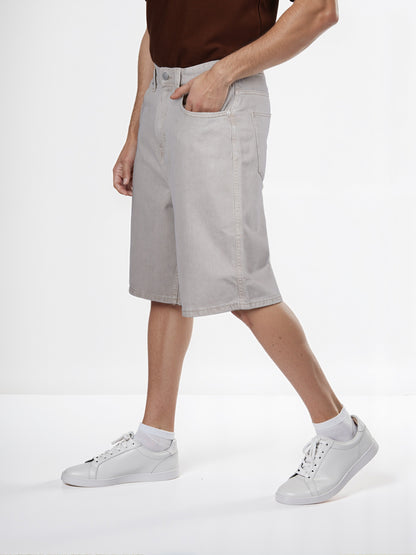 Celio* Cotton Straight Fit Beige Bermuda