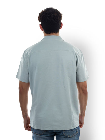 Blue Solid Cotton Shirt