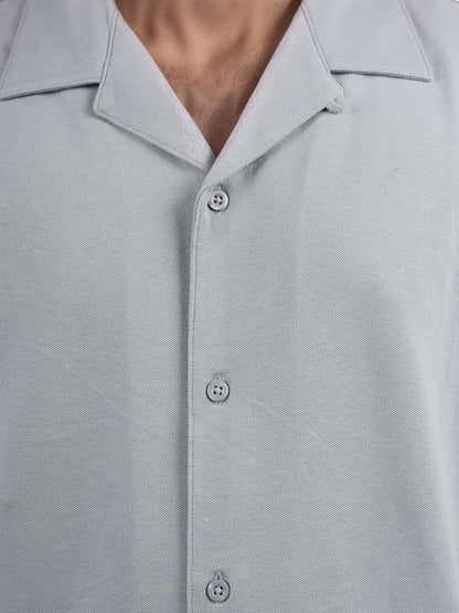 Blue Solid Cotton Shirt