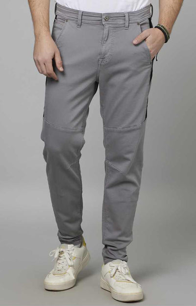 Celio* Cotton-Poly-Blend Skinny Fit Grey Trouser