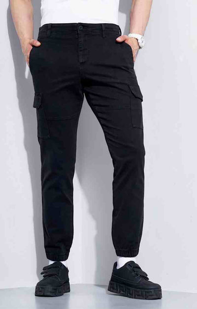 Celio* Cotton-Poly-Blend Slim Fit Black Trouser