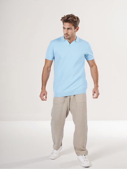 Celio* Men Blue Solid Regular Fit Cotton T-Shirt