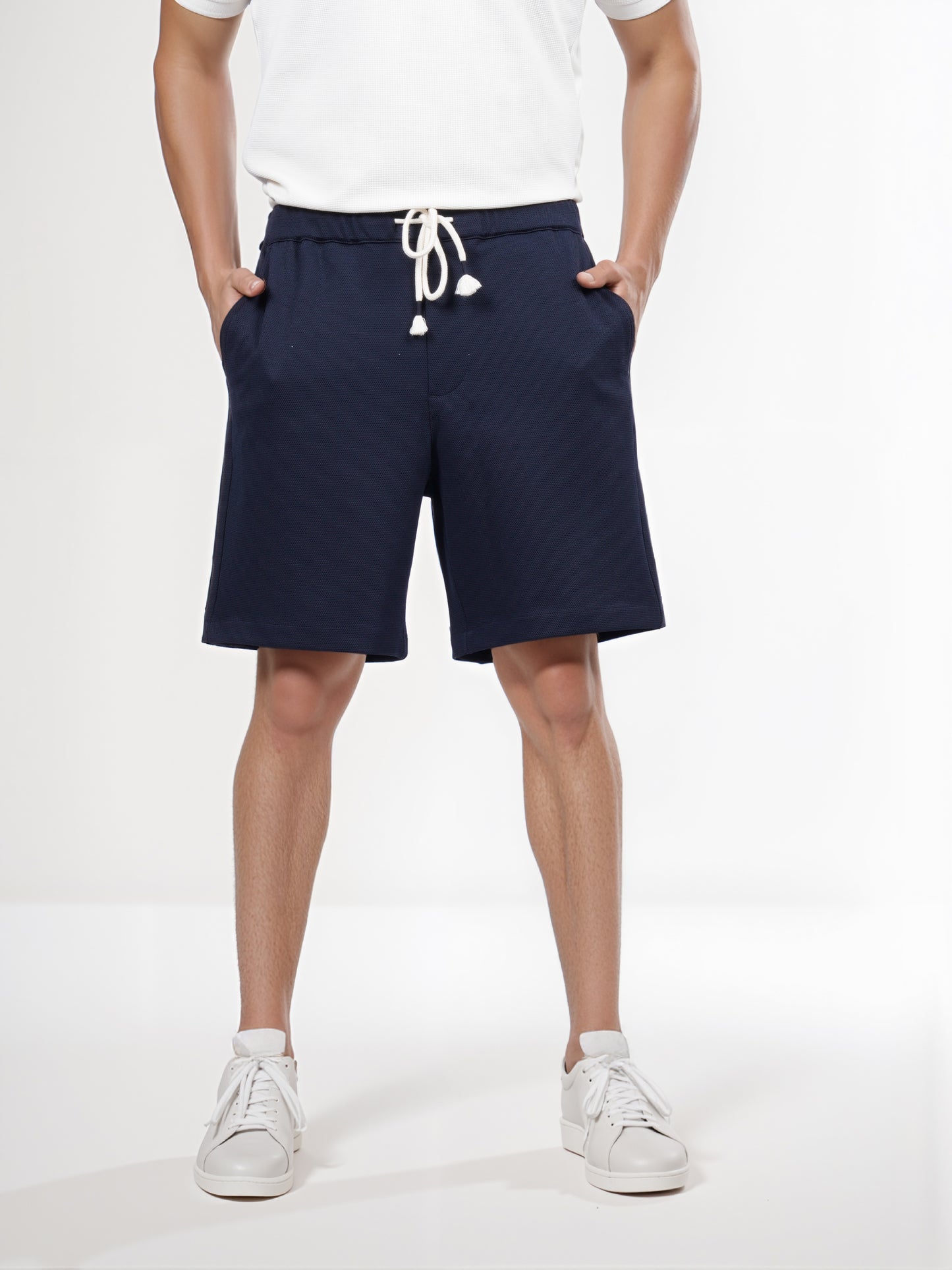 Celio* Men Navy Blue Solid Regular Fit Polyester Bermuda