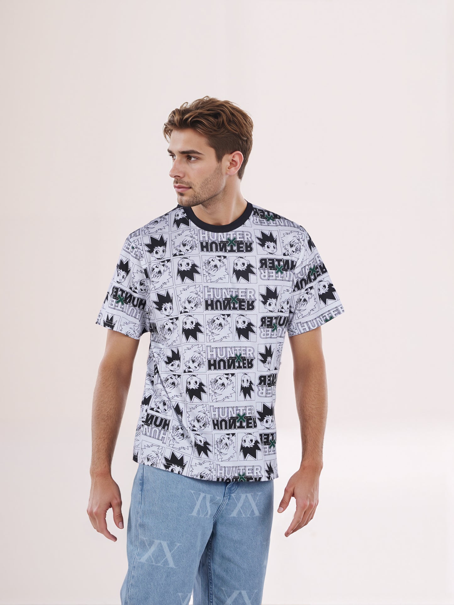 Celio* Hunter Men White Printed Boxy Fit Cotton T-shirt