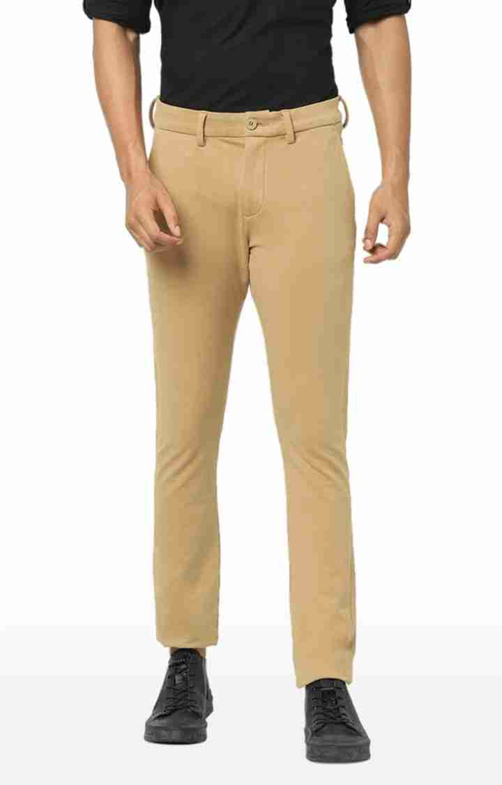 Beige Regular Fit Trousers