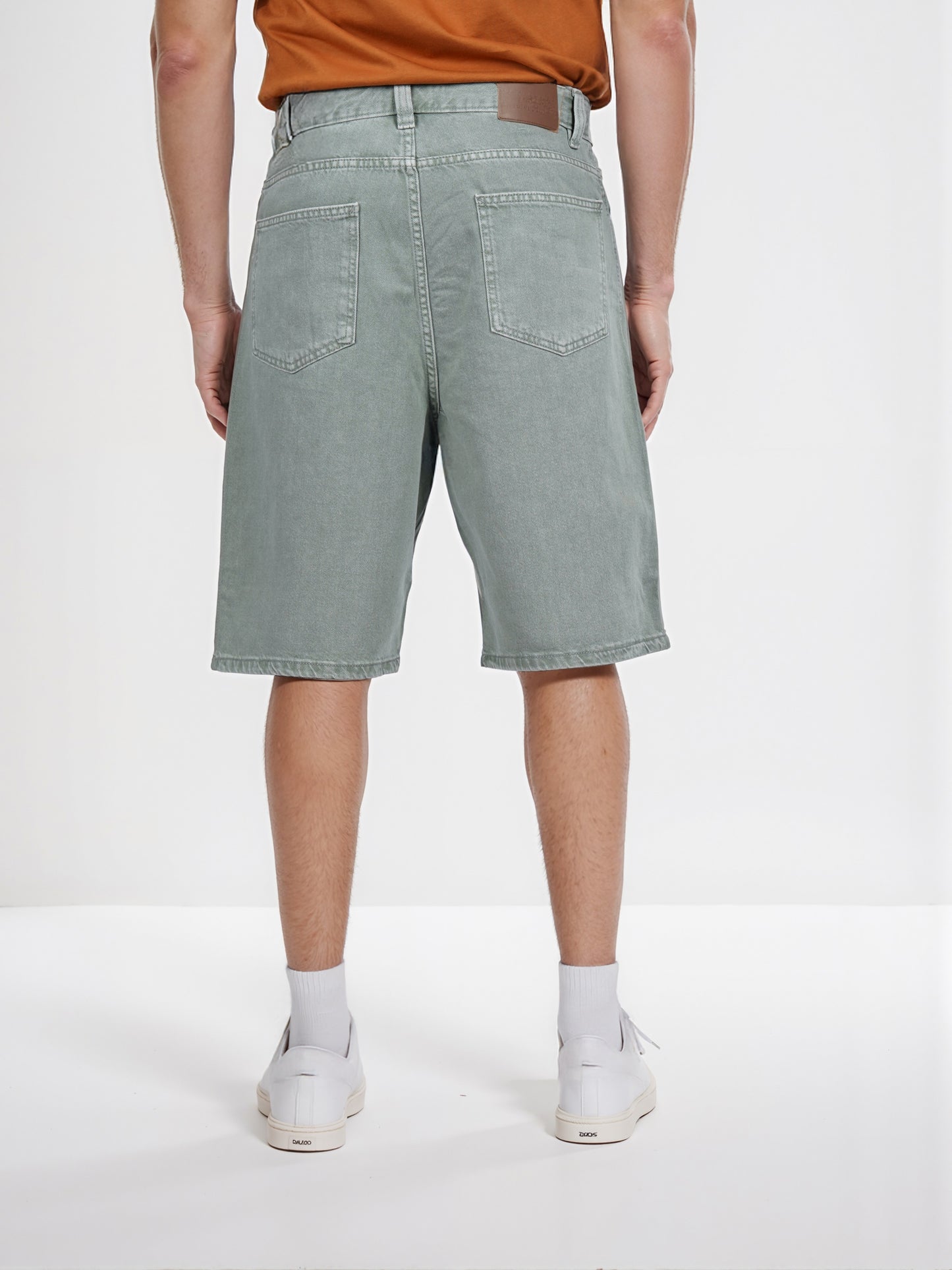 Celio* Cotton Straight Fit Olive Bermuda