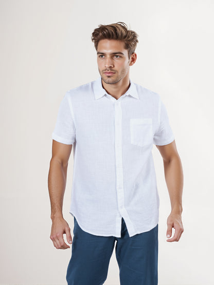 Celio* Men White Solid Regular Fit Cotton Shirt