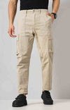 Celio* Cotton-Blend Jogger Fit Beige Trouser