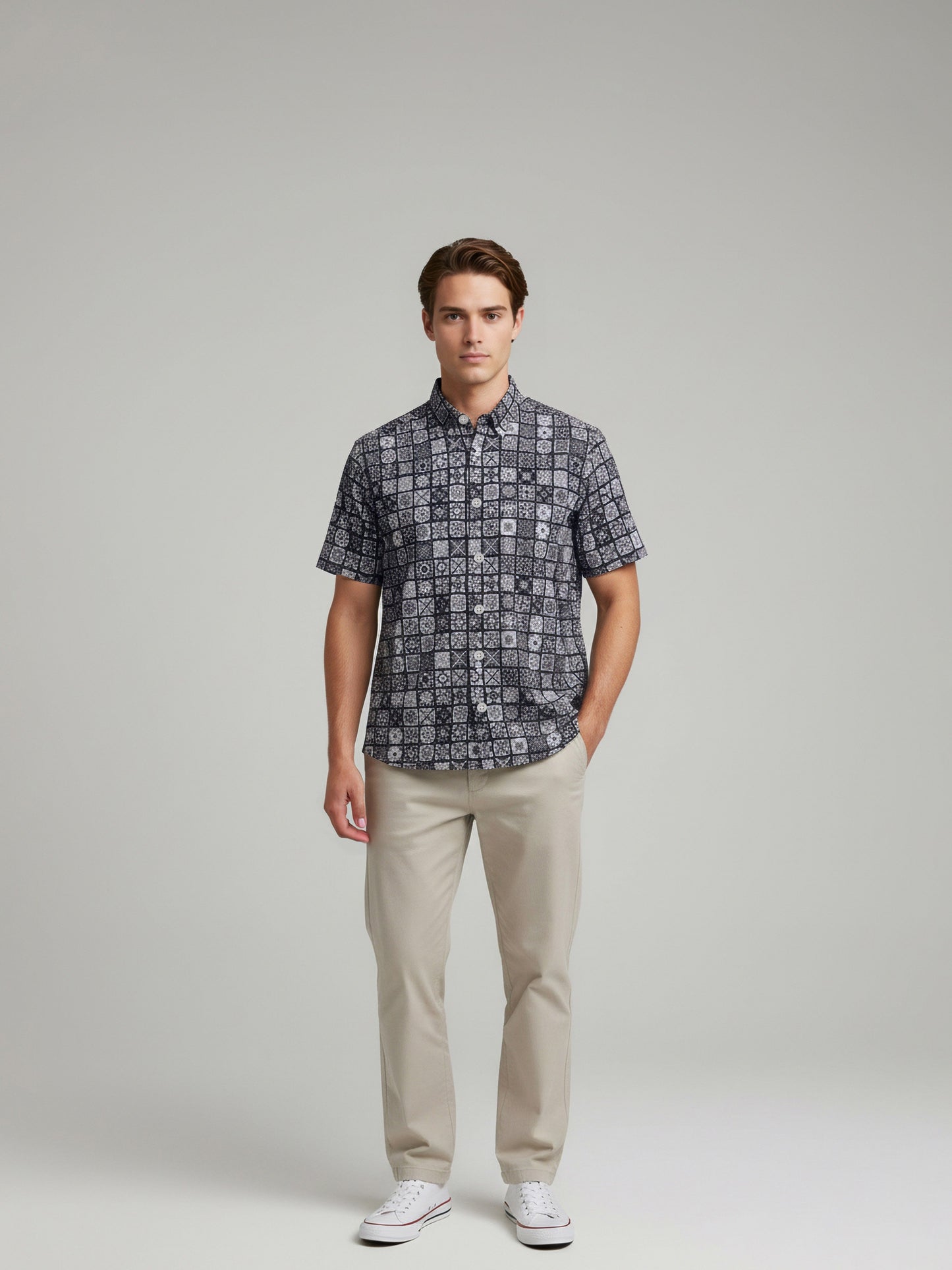 Celio* Men Grey Printed Regular Fit Polyester Shirts