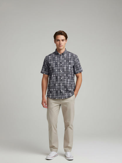 Celio* Men Grey Printed Regular Fit Polyester Shirts