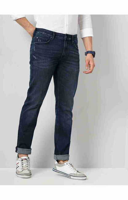 Navy Blue Straight Slim Fit Premium Jeans