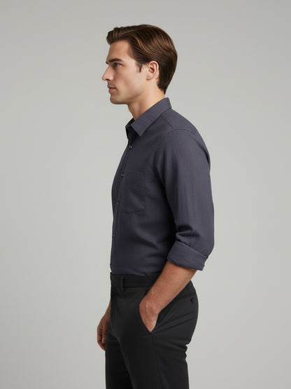 Celio* Men Grey Solid Regular Fit Linen Shirts