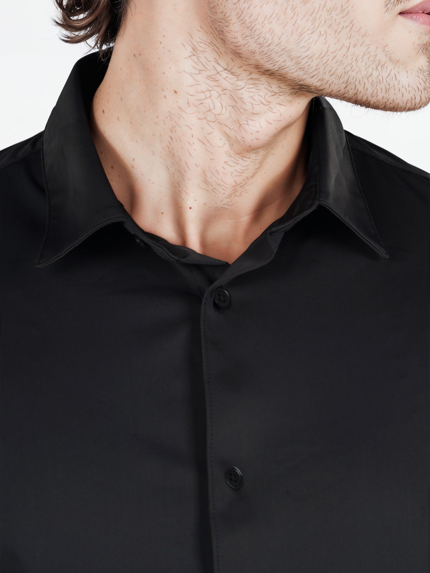 Celio* Solid Slim Fit Polyester-Blend Black Shirts
