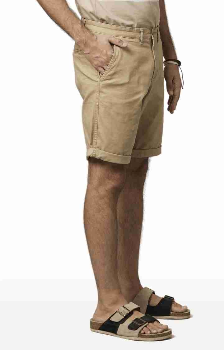 Beige Regular Fit Shorts