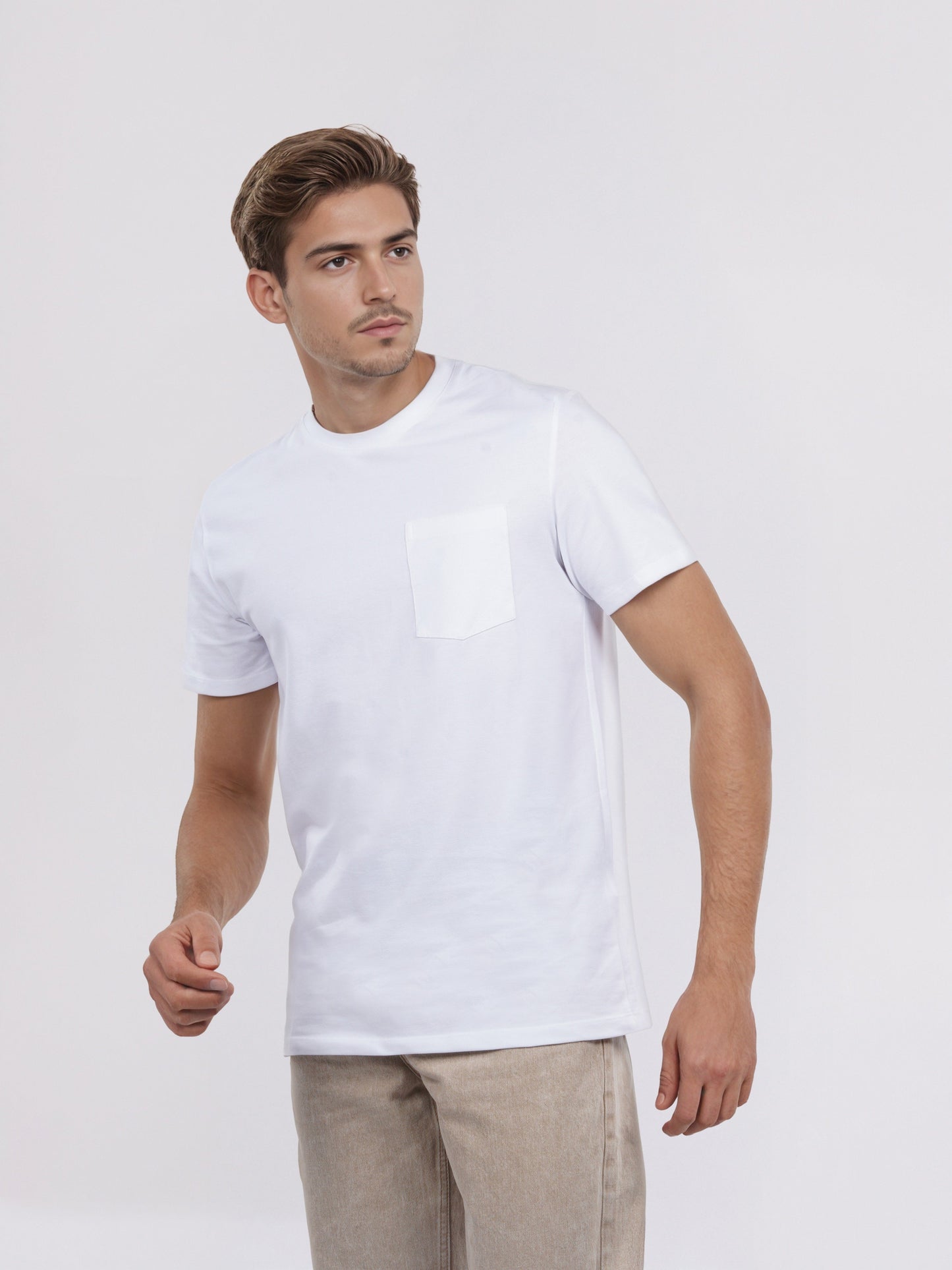Celio* Men White Solid Regular Fit Cotton T-Shirt