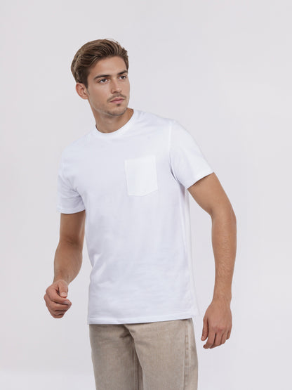 Celio* Men White Solid Regular Fit Cotton T-Shirt