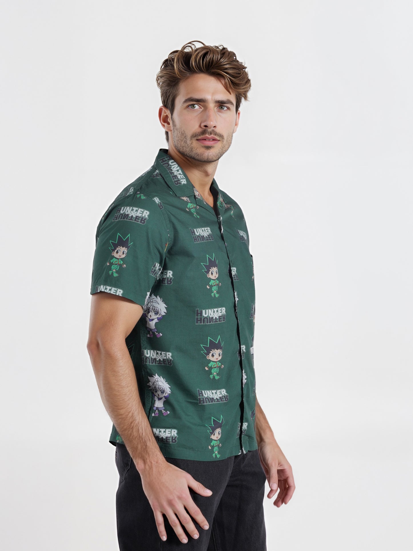 Celio* Hunter Green Printed Cotton Shirt