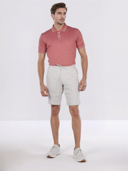 Celio* Men Beige Solid Bermuda Fit Linen Shorts