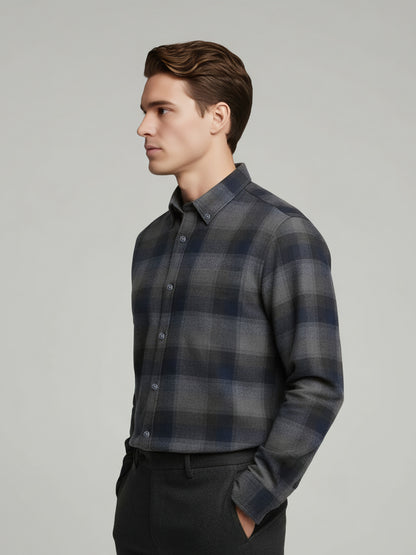 Celio* Men Grey Checked Regular Fit Cotton Shirts