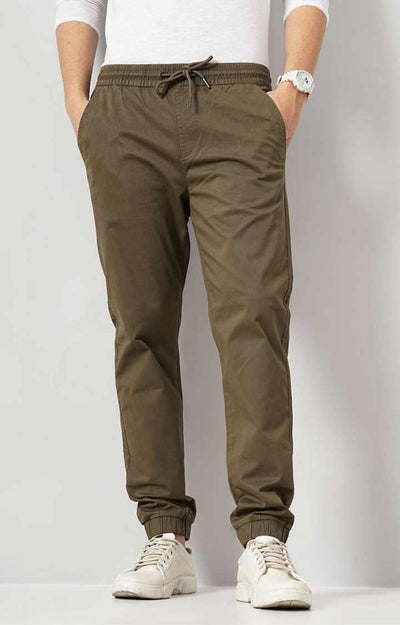 Celio* Cotton-Blend Slim Fit Brown Trouser