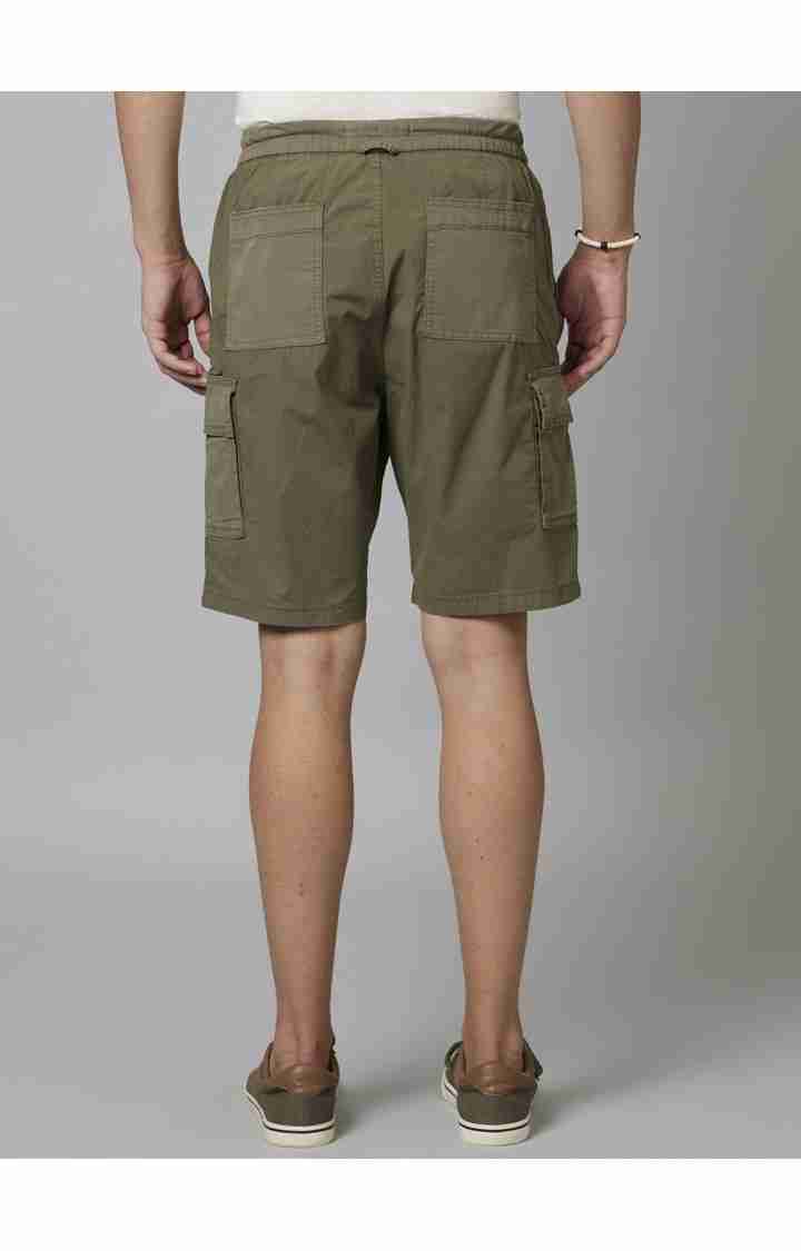 Khaki Regular Fit  Cargo Shorts