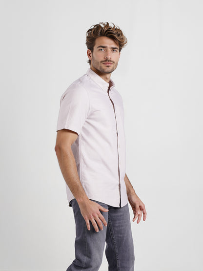 Celio* Men Beige Solid Regular Fit Cotton Casual Shirt