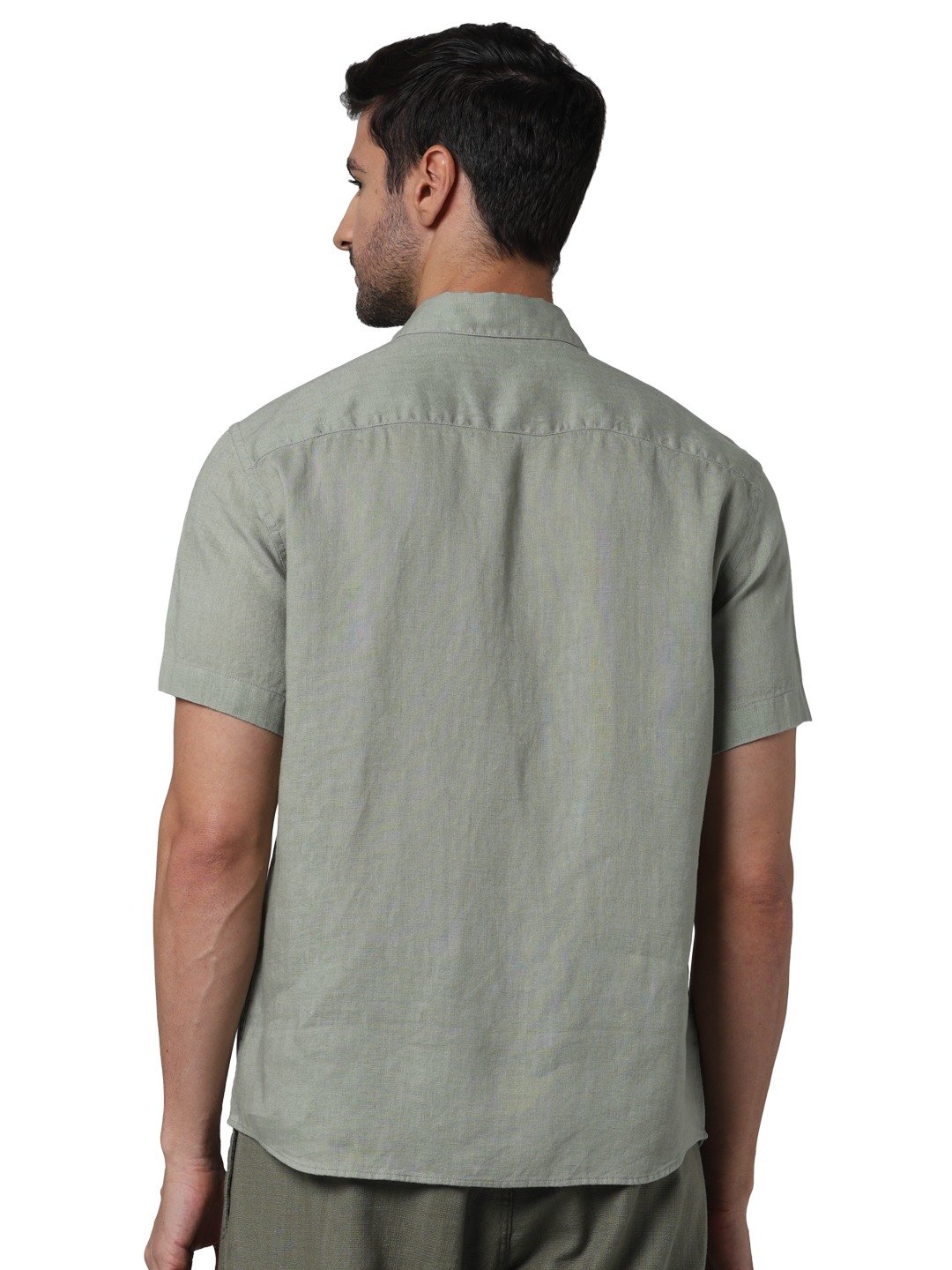 Celio* Linen Regular Fit Green Solid Men Shirt
