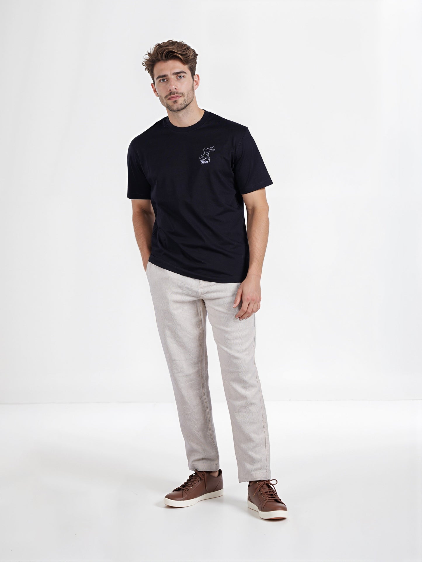 Celio* Men Black Solid Boxy Fit Cotton Tshirt